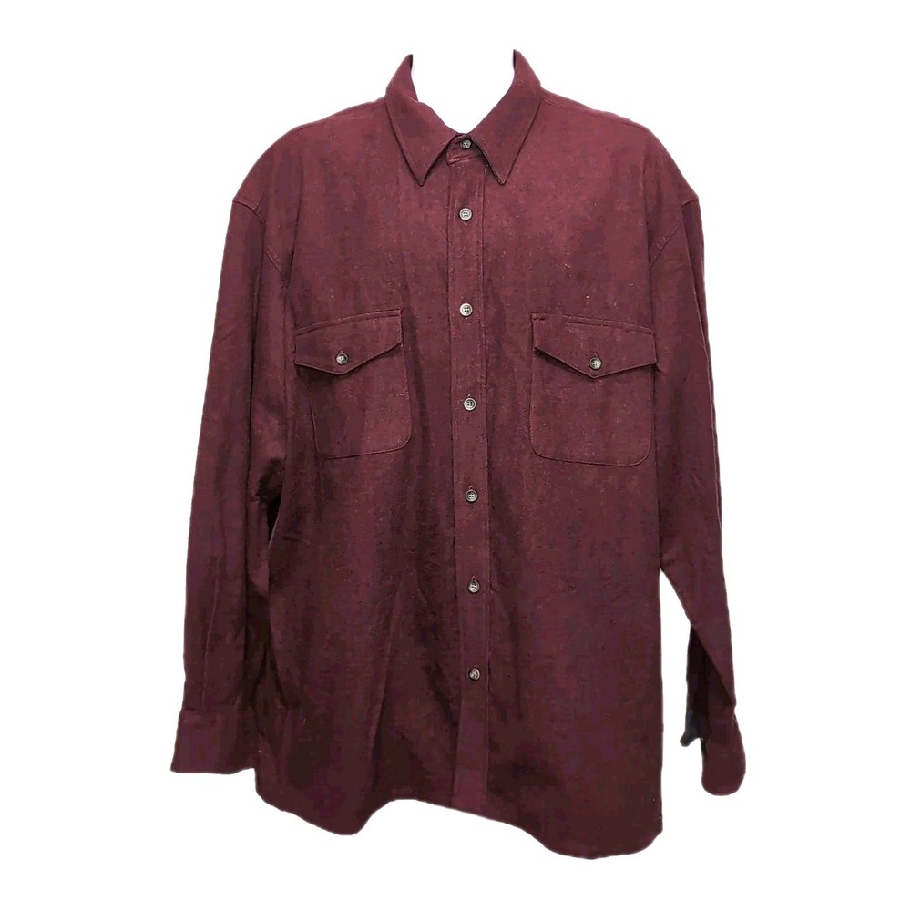 VTG 90s St Johns Bay Chamois Cloth Shirt Mens XL Burgundy Heavyweight Cotton NEW